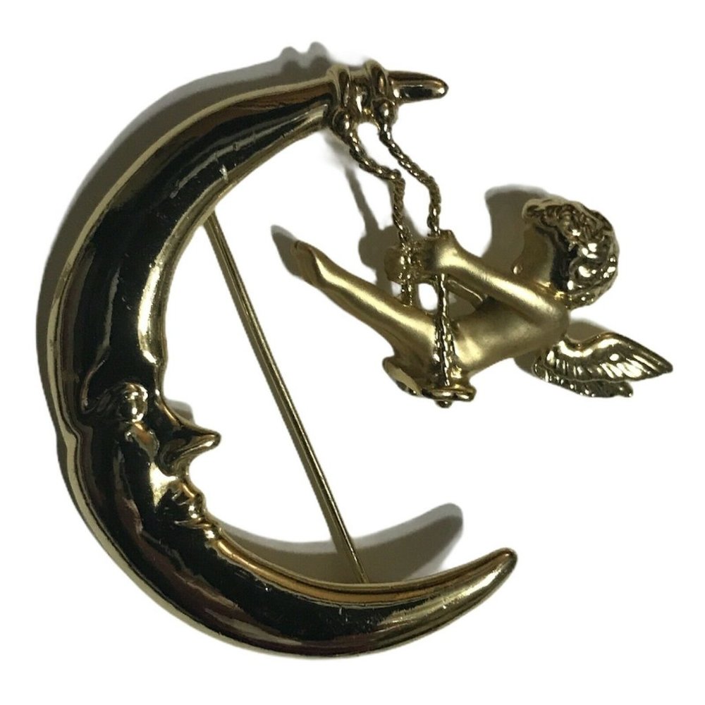 MOON  and  SWINGING ANGEL GOLDTONE Fashion Jewelry